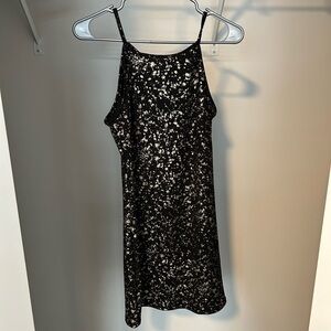 Dex Black and Gold Patterned Dress